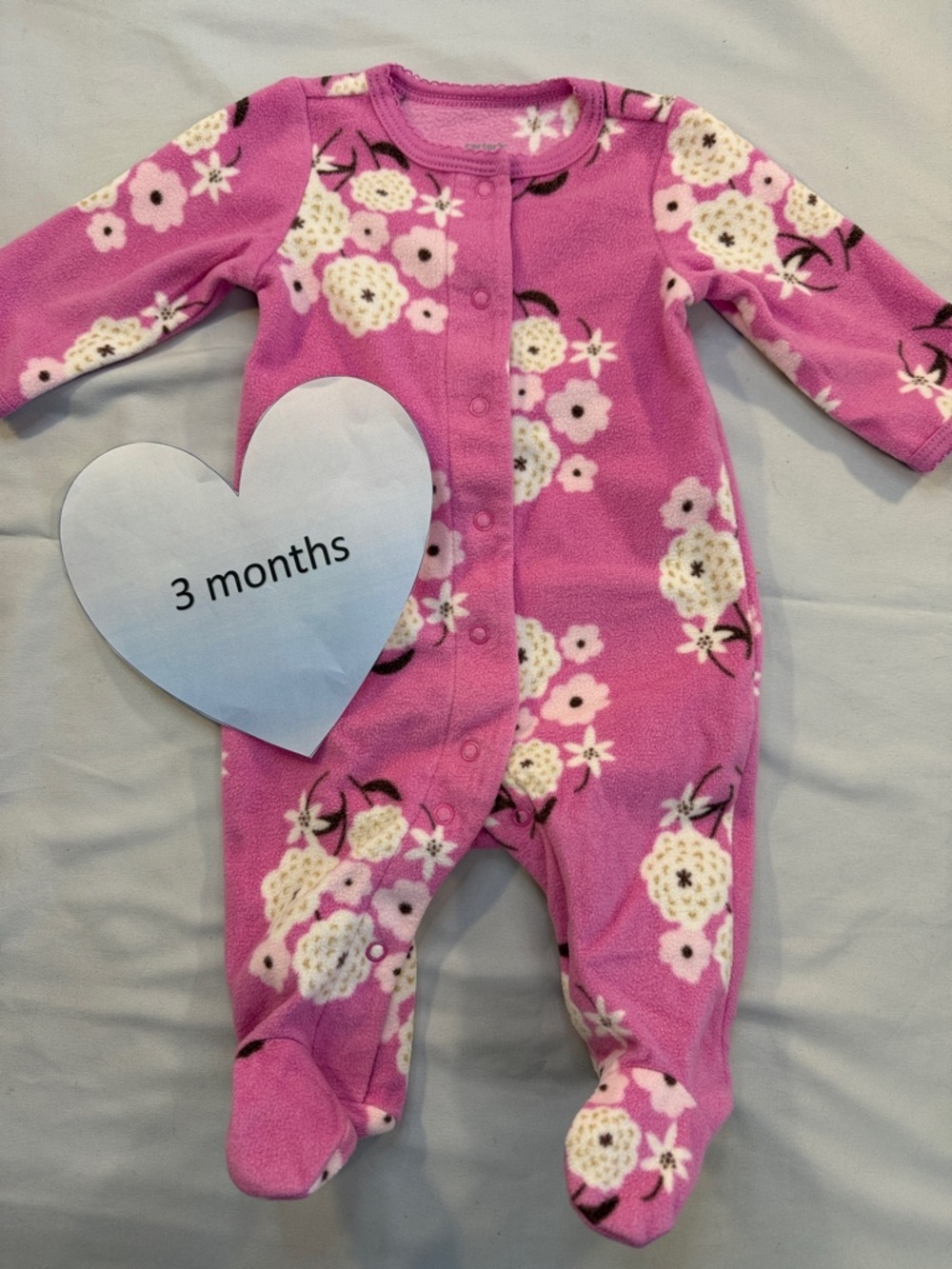 Carter's - Pink Floral Fleece Footed Onesie Sleeper